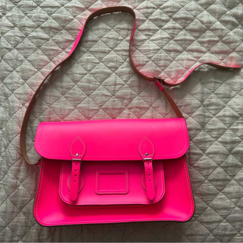The Cambridge satchel company electric pink messenger bag purse